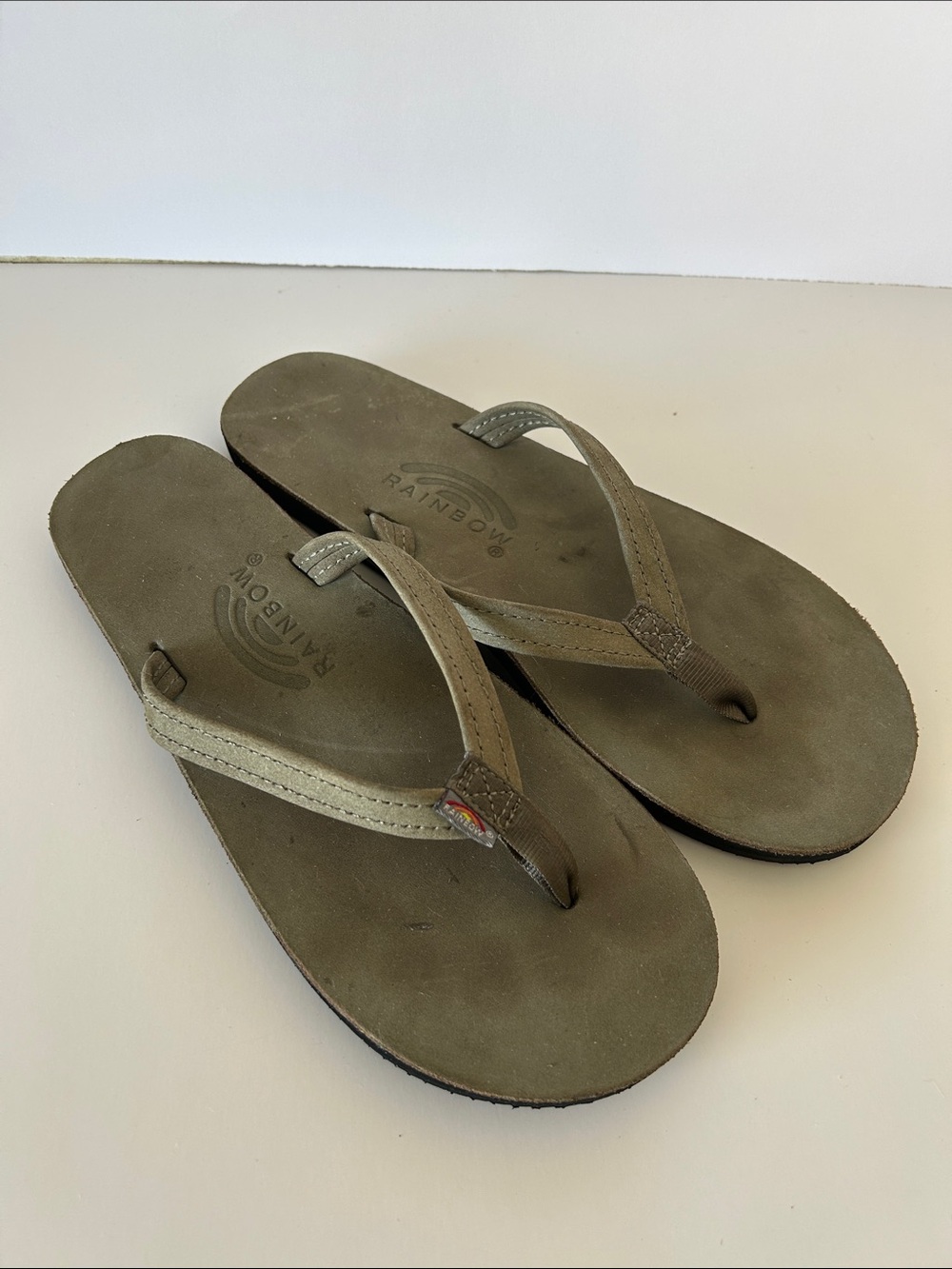 Rainbow Leather Flip Flops
